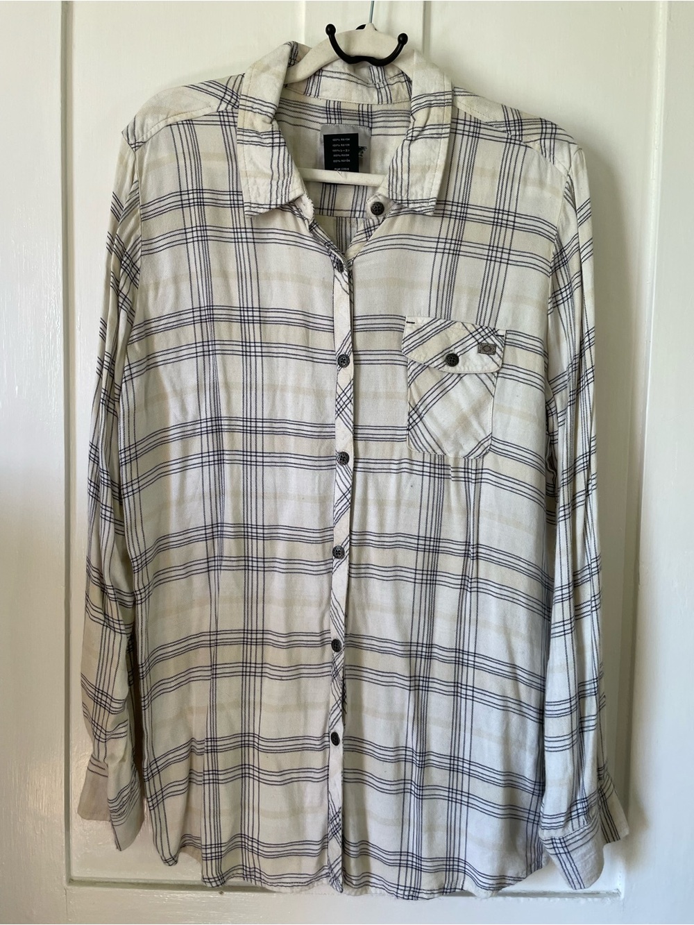 Harley-Davidson Cream and Black Plaid Button-Down Shirt